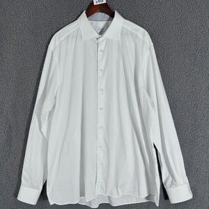 Eton Twill Cotton Contemporary Button Up Dress Shirt - Men's Size 47/18.5 White